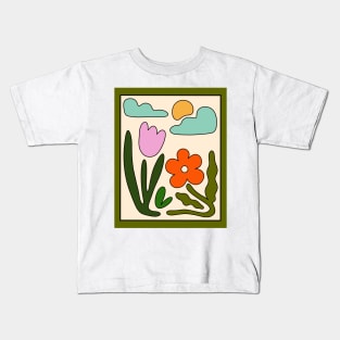 Retro Flowers Organic Abstract Kids T-Shirt